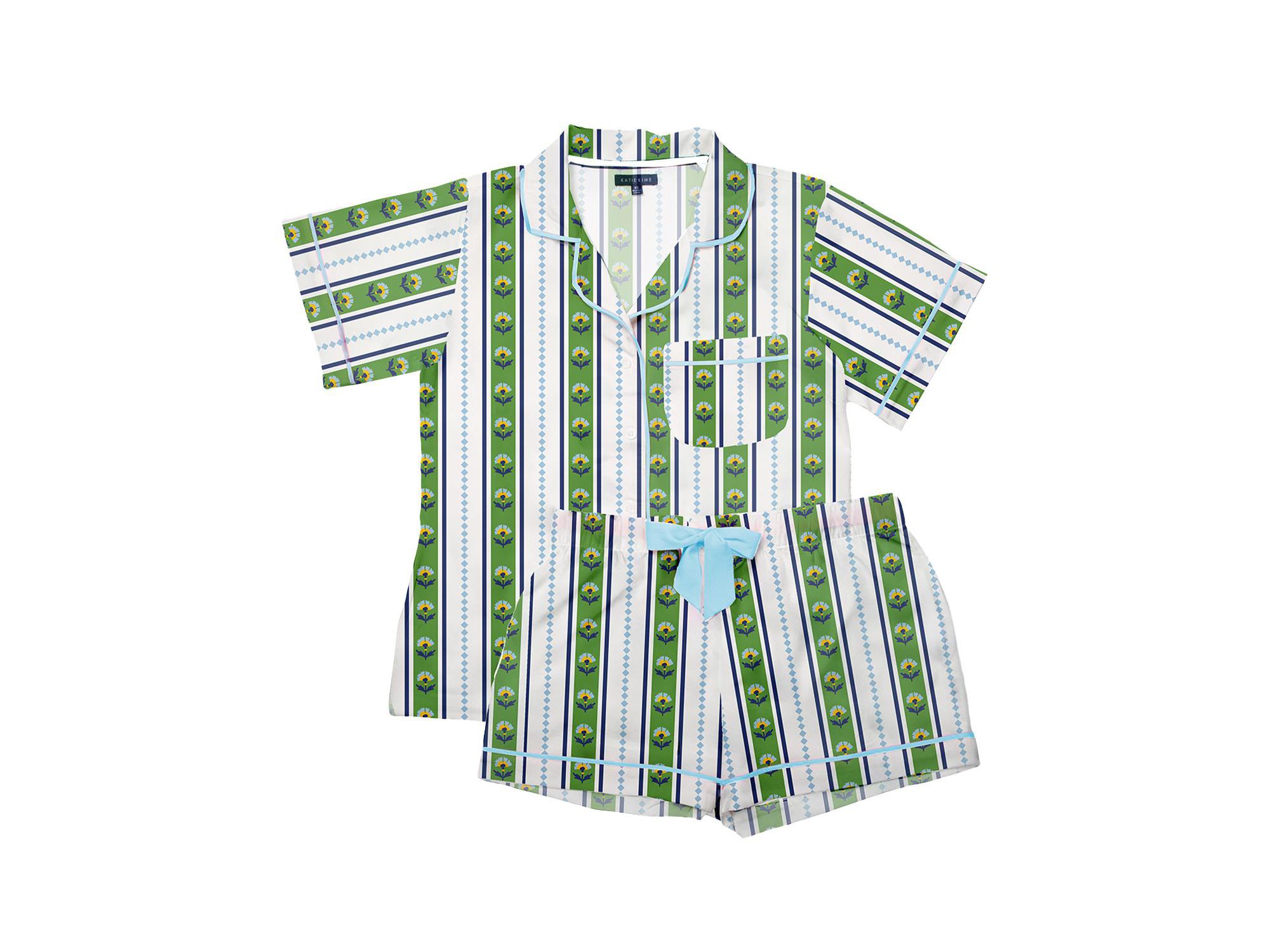Garden Stripe Pajama Shorts Set — Image 3