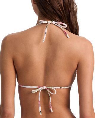 x Alice and Olivia Embroidered Triangle Bikini Top & Embroidered Side Tie Bikini Bottom