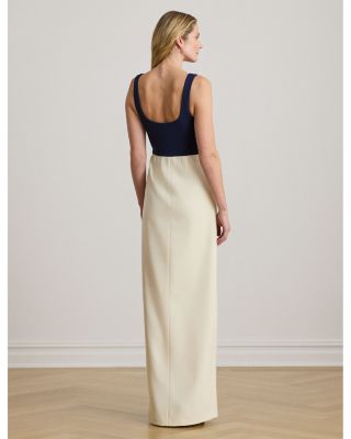 Two Tone Ottoman & Crepe Sleeveless Gown