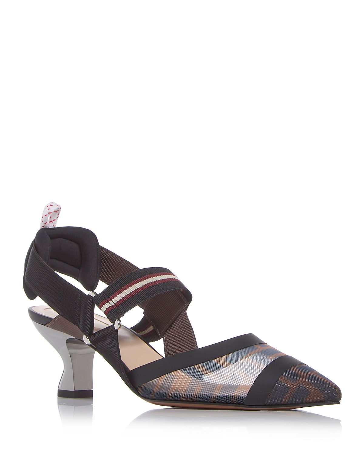 Fendi Women's Colibri Mesh Mid Heel Slingbacks