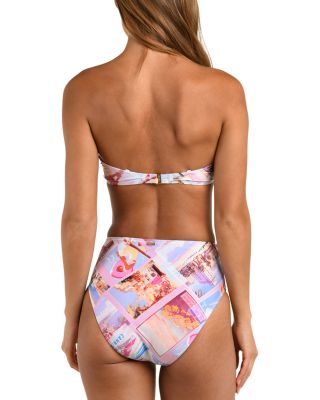 Vanessa Postcard Print High Waist Bikini Bottom