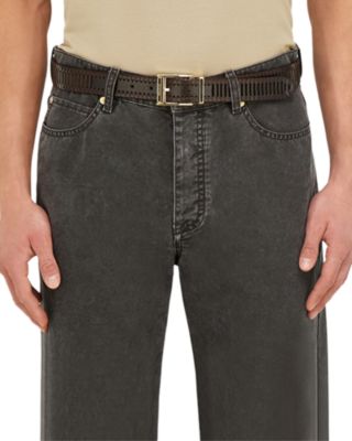 Men's Gold Buckle Slotted Belt