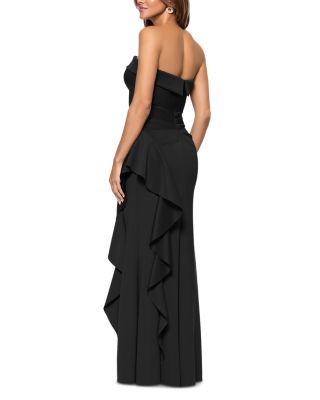 One Shoulder Ruffle Scuba Crepe Dress - Exclusive