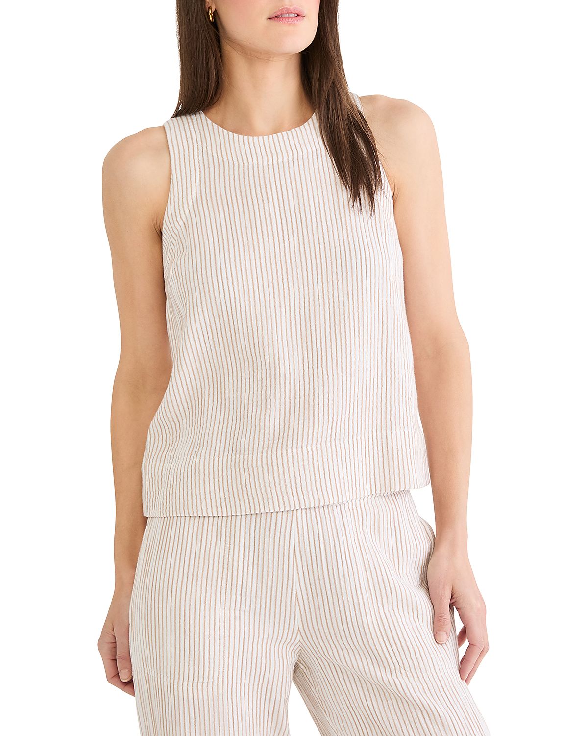 Nic+Zoe Pinstripe Gauze Pop On Tank Top