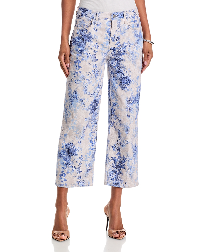 L'Agence June High Rise Crop Stovepipe Jeans in Ivory Lace