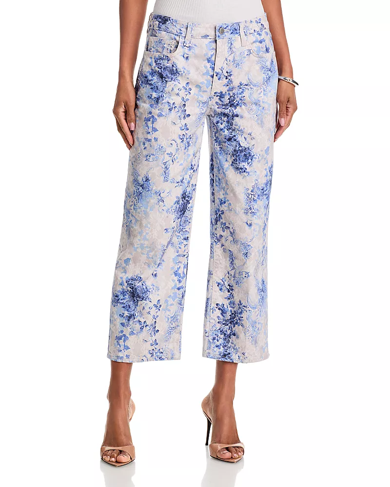 L'Agence June High Rise Crop Stovepipe Jeans in Ivory Lace