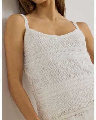 Pointelle Knit Linen-Blend Sweater Tank Top