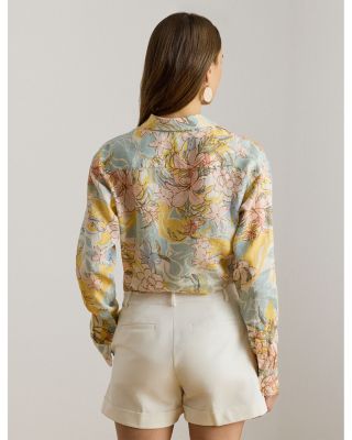 Petite Relaxed Fit Floral Linen Shirt