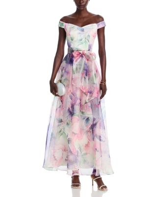 Off The Shoulder Handkerchief Gown