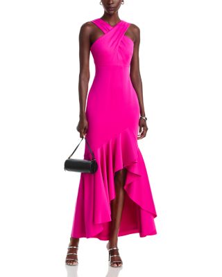 Halter Neck Empire Waist Hi Lo Gown