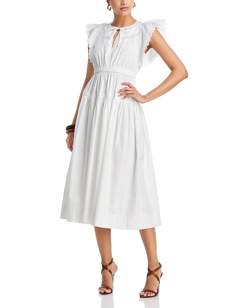 Moon River Ruffle Sleeve Midi Dress