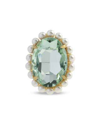 Imitation Pearl & Oval Stone Cocktail Ring