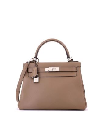 Kelly 28 Handbag Brown Evercolor with Palladium Hardware