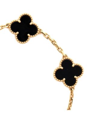Vintage-Like Alhambra 5 Motifs Bracelet 18K Gold and Onyx