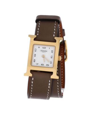 Heure H Double Tour Quartz Watch in Stainless Steel and Leather 21mm