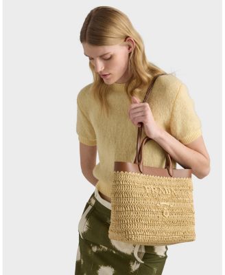 Small Crochet and Leather Tote Bag