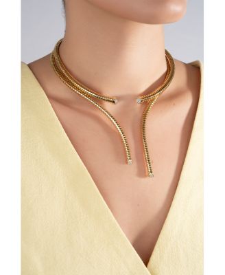 18K Yellow Gold Trisolina Diamond Pav&eacute; Necklace, 6.5"