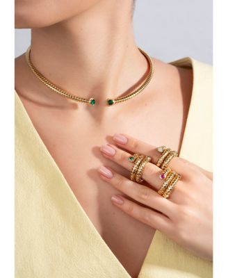 18K Yellow Gold Trisola Emerald Coil Ring