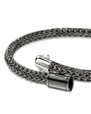 Sterling Silver Icon Dark Woven Link Bracelet, 5mm