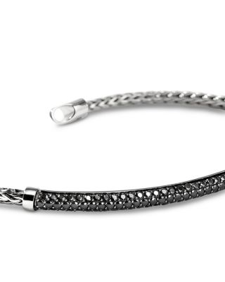 Sterling Silver Black Sapphire Pav&eacute; Bar Bracelet