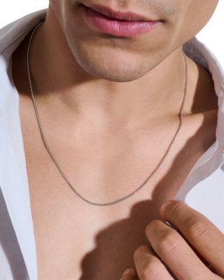 Sterling Silver Chain Box Link Necklace, 24"