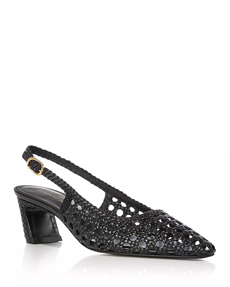 Stuart Weitzman Women's Stassi 50 Woven Slingback Pumps