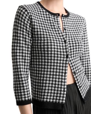 Gingham Three Quarter Sleeve Cardigan