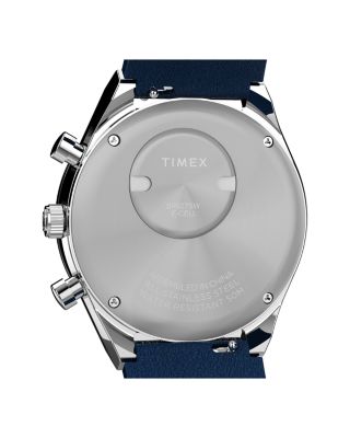 Q Timex Chronograph Leather Strap Watch, 40mm