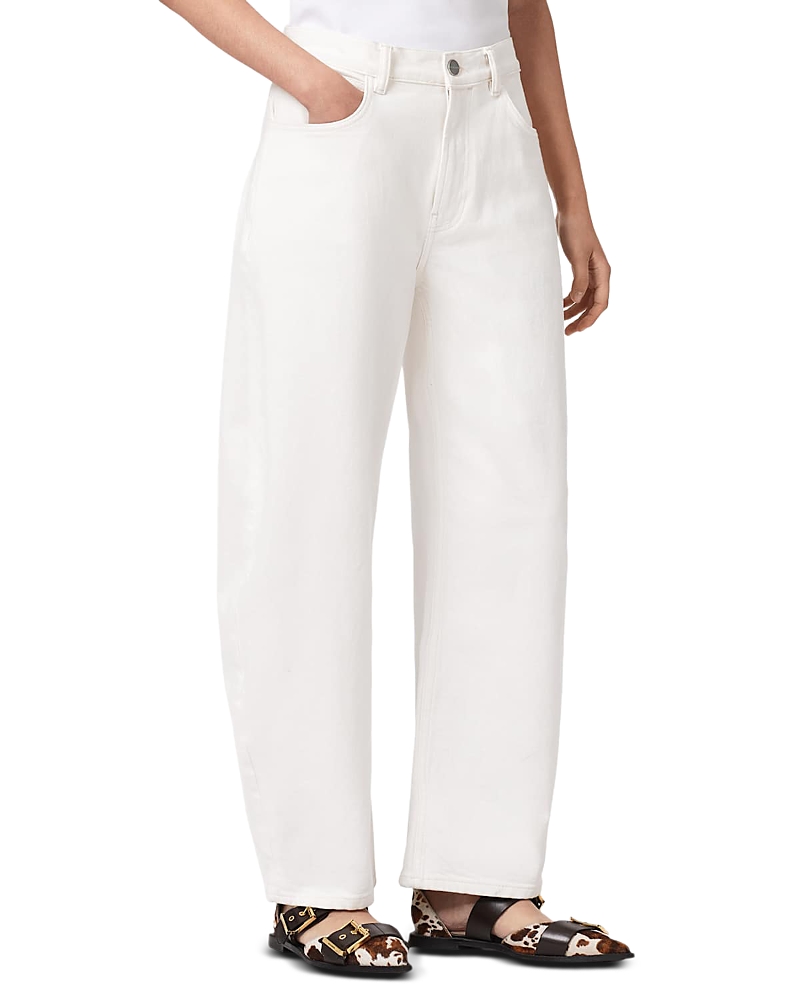 Allsaints Sadie High Rise Barrel Jeans in Ecru White