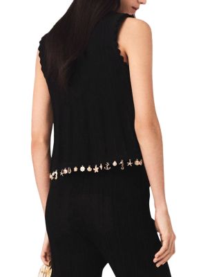 Gold Tone Embellished Knit Cardigan