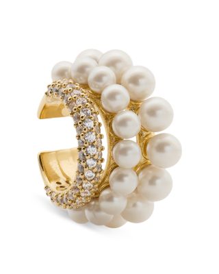 Girlie Pearlie Pav&eacute; & Imitation Pearl Ear Cuff