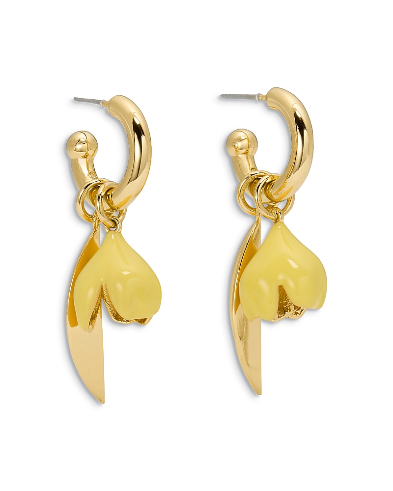 kate spade new york Golden Bloom Flower Charm Hoop Earrings