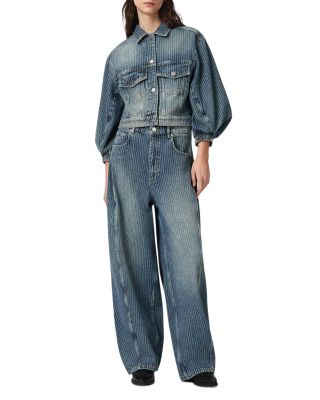 Luca Stripe Jean Jacket in Titan Blue