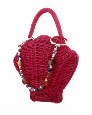 Small Shell Shaped Rattan Clutch - Exclusive 