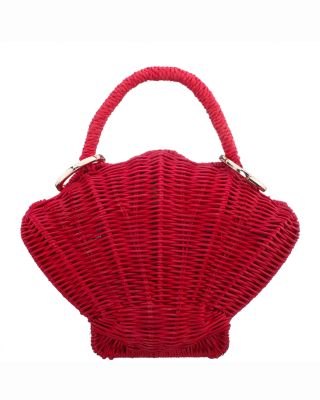 Small Shell Shaped Rattan Clutch - Exclusive 