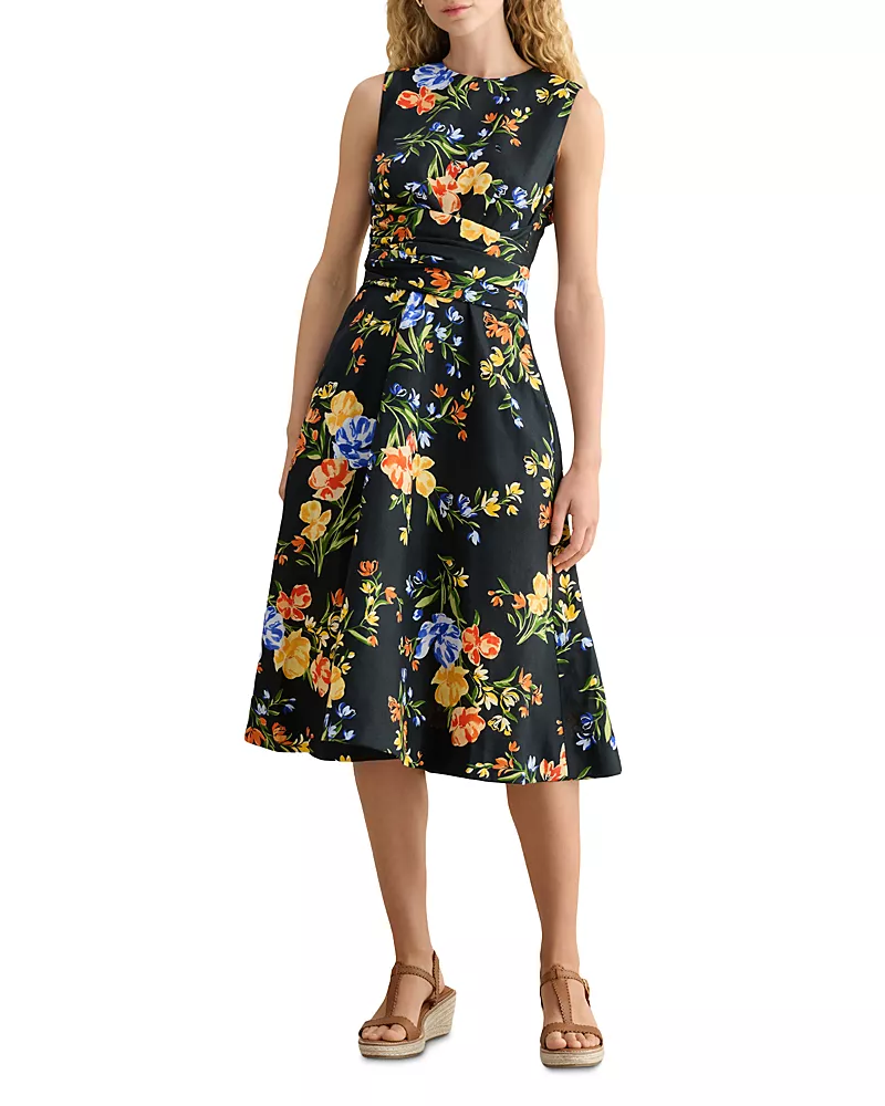 Hobbs London Twitchill Linen Midi Dress