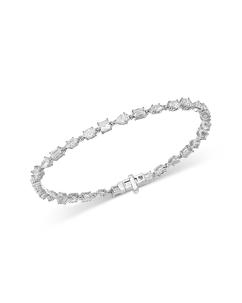 Bloomingdale's Fine Collection Luxe Collection Certified Lab Grown Diamond Fancy Cut Tennis Bracelet in 14K White Gold, 5.0 tcw