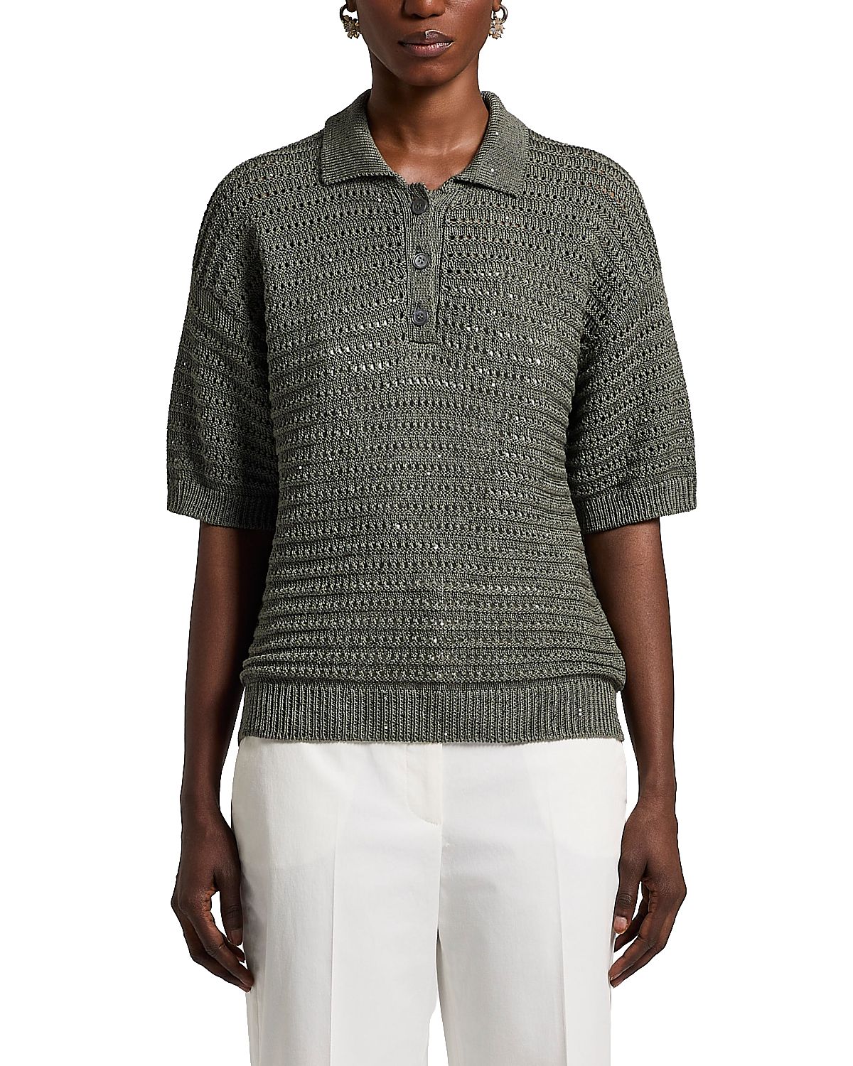 Peserico Cotton Blend Polo Sweater