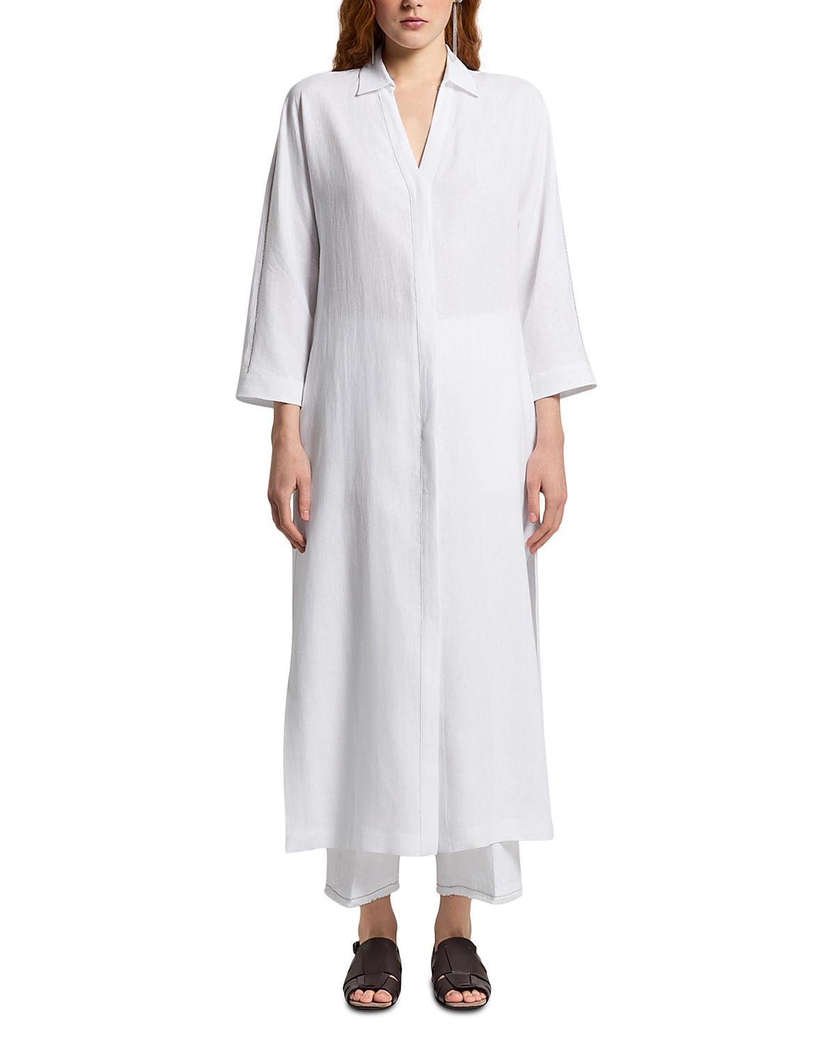 Peserico V Neck Leaf Collar Kaftan