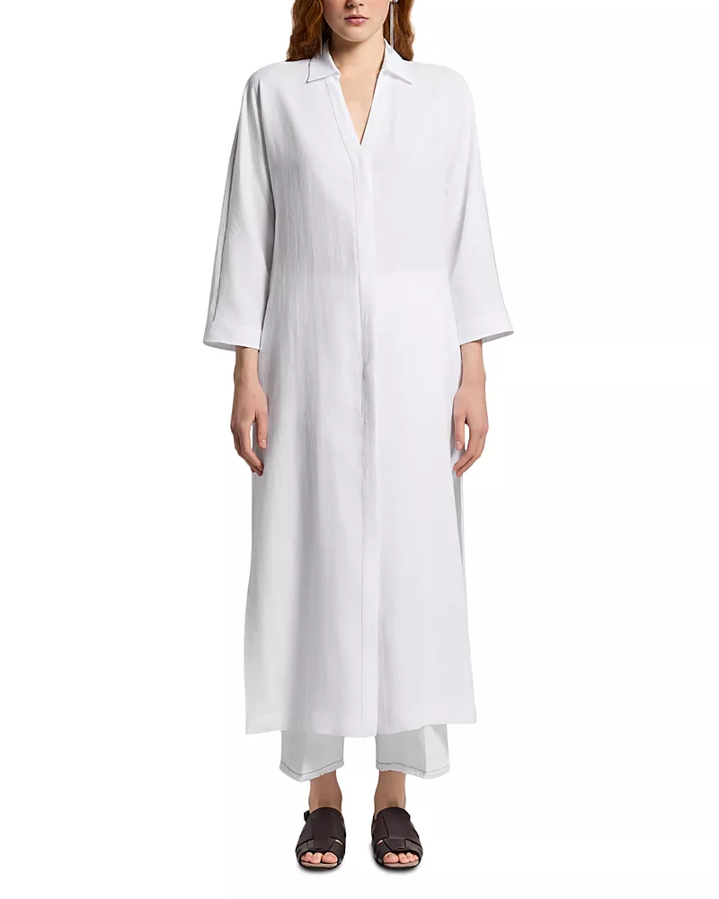 Peserico V Neck Leaf Collar Kaftan