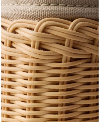 Medium Wicker and Canvas Tote Bag