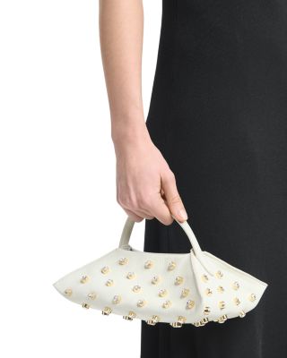 Mini Crystal Embellished Leather Handbag