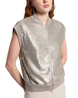 Sequin Bomber Vest