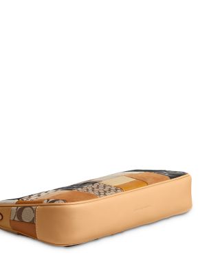 Small Brown Logo Patchwork Shoulder Bag