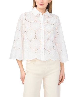 Collared Eyelet Shirt