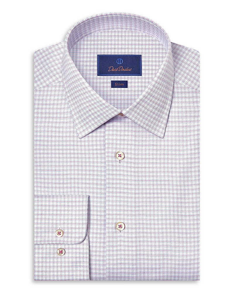 David Donahue Slim Fit Stretch Twill Check Dress Shirt
