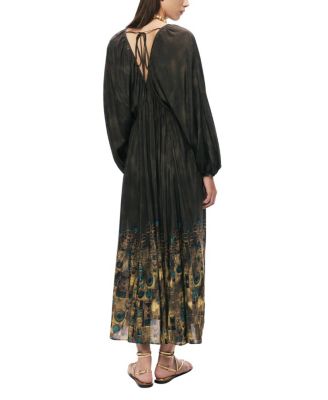  Printed Long Sleeve Maxi Dress