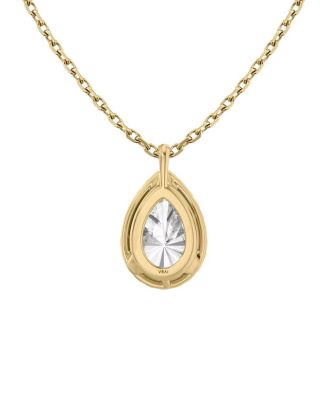  Halo Pendant in 14K Gold, 0.75ctw Pear Lab Grown Diamond
