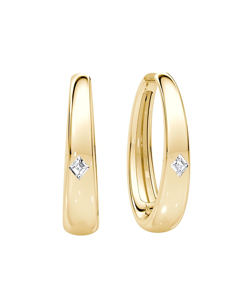 Vrai Oval Dome Hoops in 14K Yellow Gold, 0.5ctw Lozenge Lab Grown Diamond