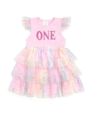 Girls' First Birthday Fairy Dust Short Sleeve Tutu Dress - Baby